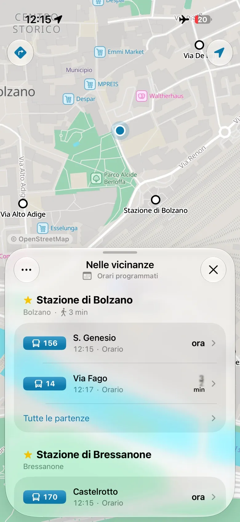 timiq mobil senza rete: partenze dall’orario sull’iPhone